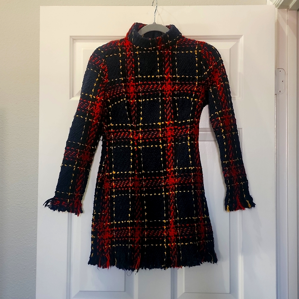 CBR Black Red Yellow Plaid Mini Dress